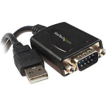 StarTech 1' 1 Port Professional USB to Serial Adapter Cable With COM Retention, Black