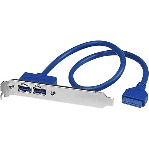 StarTech 2 Port USB 3.0 A Female Slot Plate Adapter, Blue