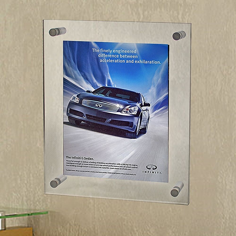 Azar Sign Holder, 15" x 21", Wall Mounted, Silver, Acrylic (105508)