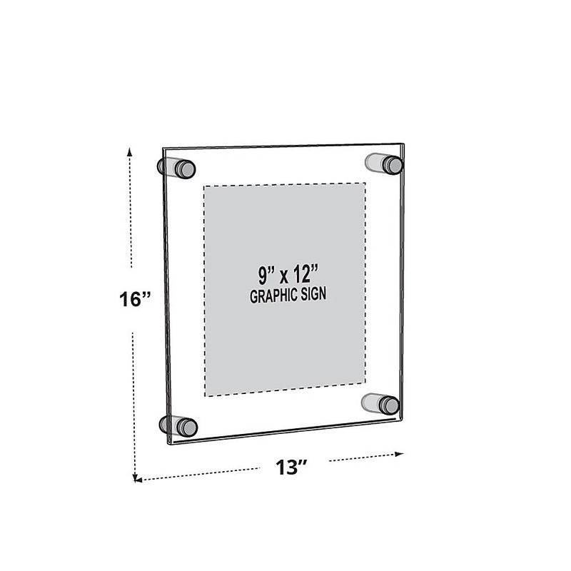 Azar Sign Holder, 13" x 16", Wall Mounted, Silver, Acrylic (105512)