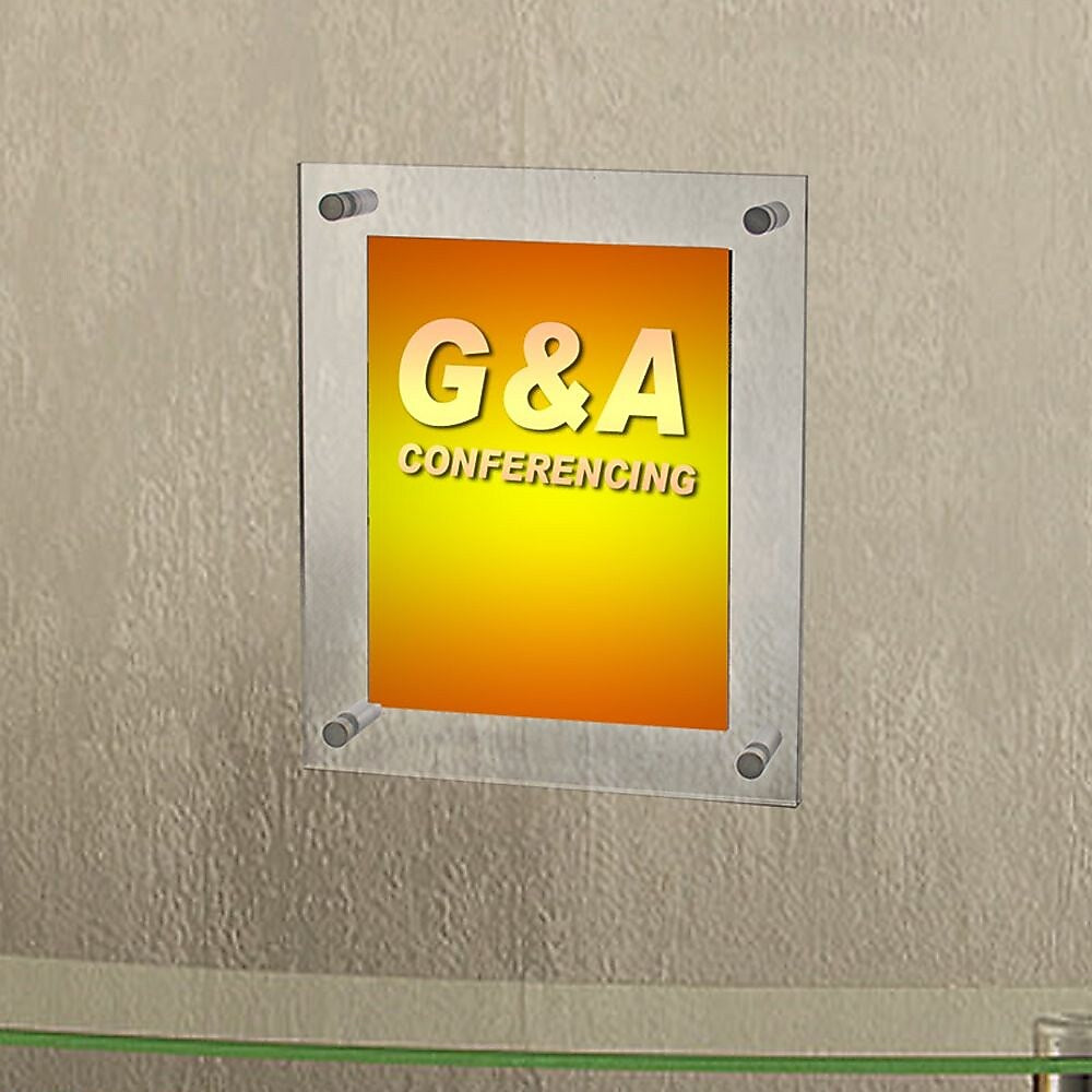Azar Sign Holder, 12.5" x 15", Wall Mounted, Silver, Acrylic (105514)