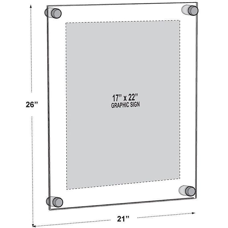 Azar Sign Holder, 21" x 26", Wall Mounted, Silver, Acrylic (105528)