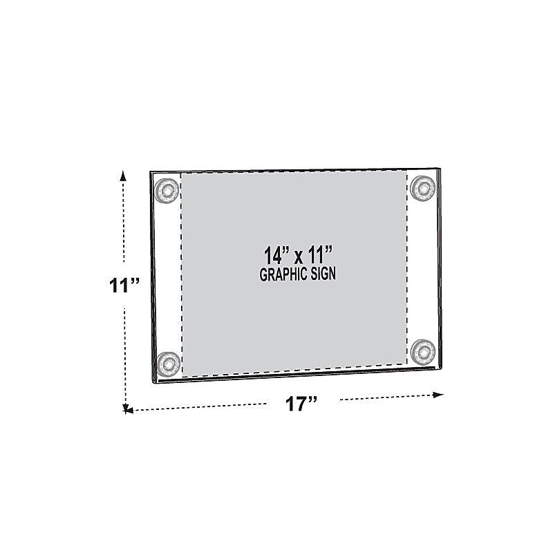 Azar Sign Holder, 17" x 11", Horizontal, Wall Mounted, Clear, Acrylic, 2/Pack (106611)