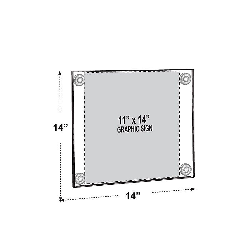 Azar Sign Holder, 14" x 14", Vertical, Wall Mounted, Clear, Acrylic, 2/Pack (106612)