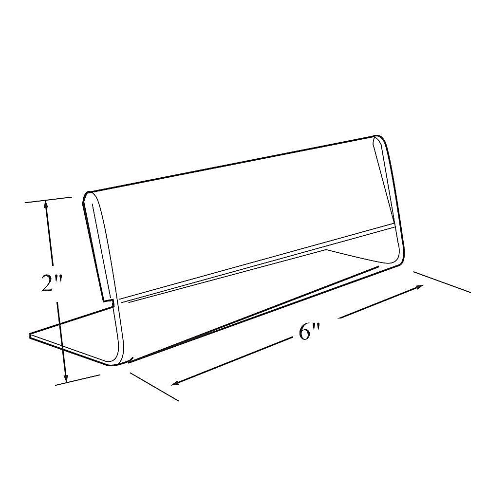 Azar Sign Holder, 6" x 2", Horizontal, Table Top, Clear, Acrylic, 10/Pack (112702-10PK)