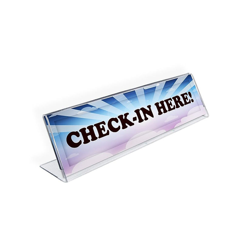 Azar Sign Holder, 6" x 2", Horizontal, Table Top, Clear, Acrylic, 10/Pack (112702-10PK)