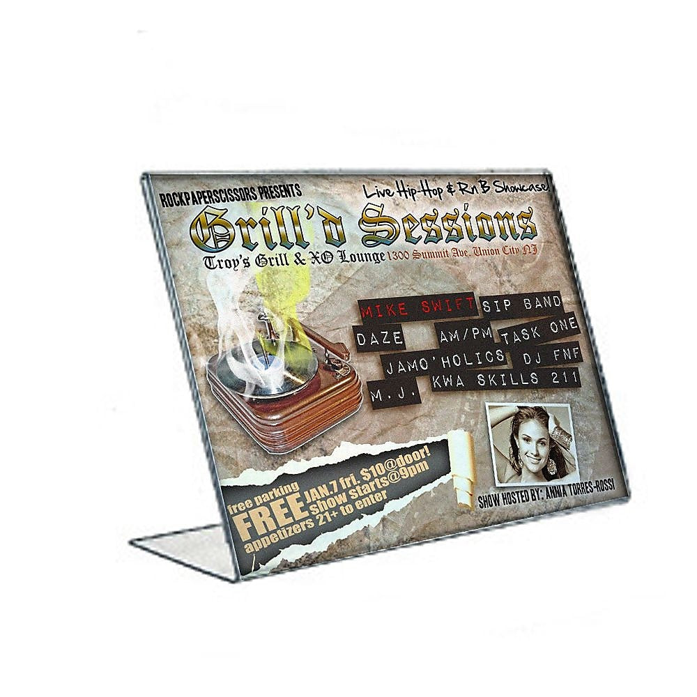 Azar Sign Holder, 17" x 11", Horizontal, Table Top, Clear, Acrylic, 10/Pack (112709-10PK)