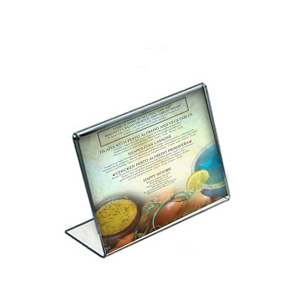 Azar Sign Holder, 7" x 5.5", Horizontal, Table Top, Clear, Acrylic, 10/Pack (112721)