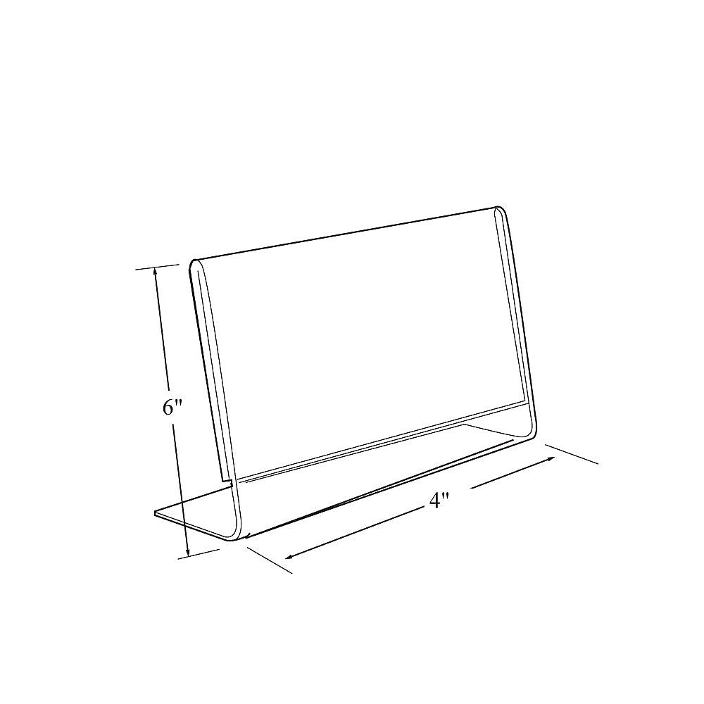 Azar Sign Holder, 6" x 4", Horizontal, Table Top, Clear, Acrylic, 10/Pack (112727)