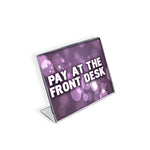 Azar Sign Holder, 3" x 2", Horizontal, Table Top, Clear, Acrylic, 10/Pack (112742)