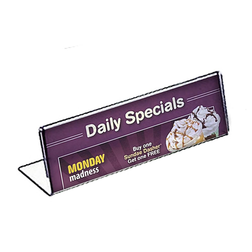 Azar Sign Holder, 8.5" x 2.5", Horizontal, Table Top, Clear, Acrylic, 10/Pack (112760)