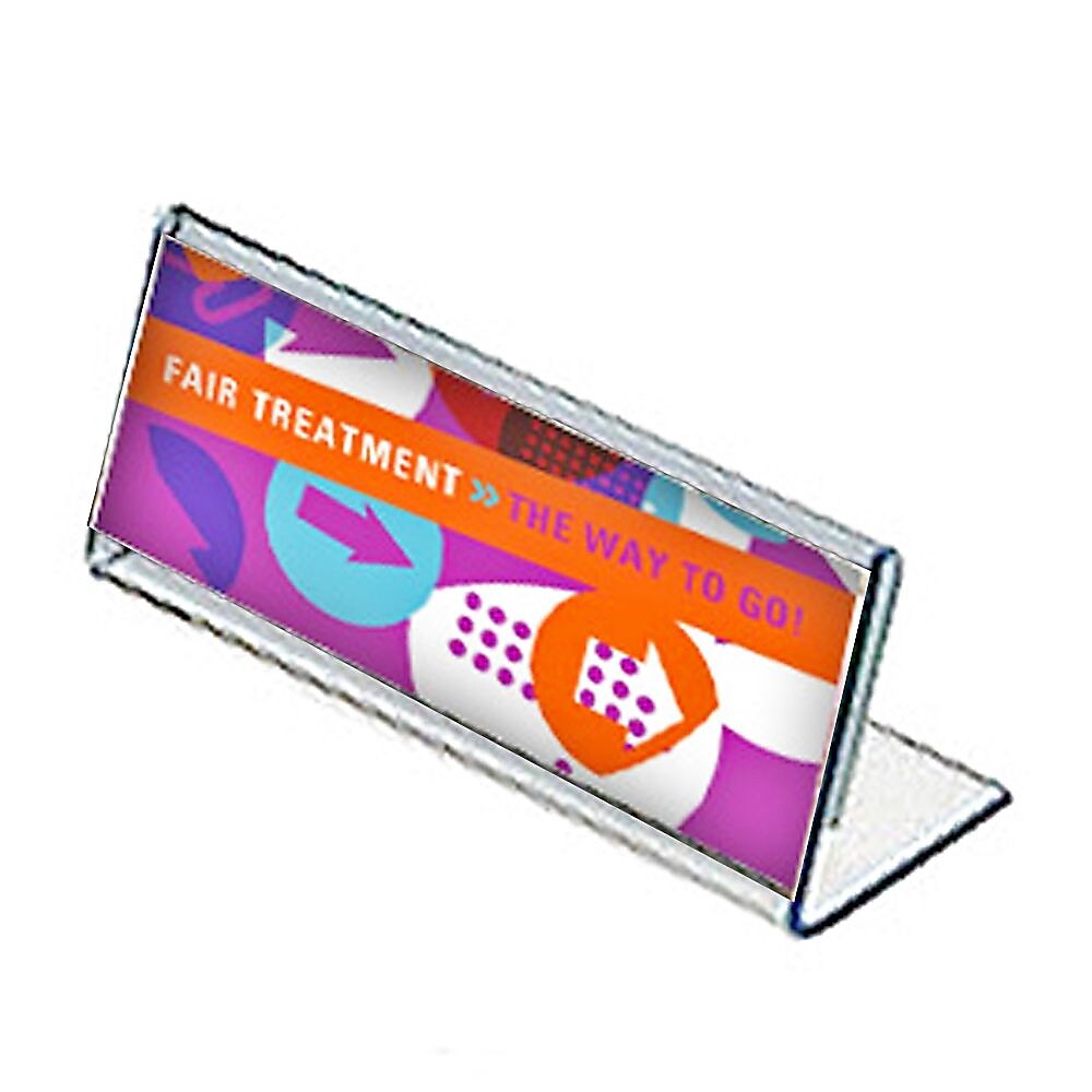 Azar Nameplate Holder, 8.5" x 3.5", Horizontal, Table Top, Clear, Acrylic, 10/Pack (112761)