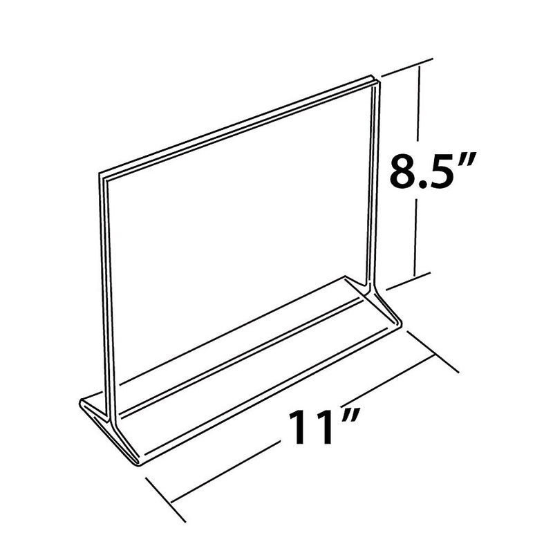 Azar Sign Holder, 11" x 8.5", Horizontal, Table Top, Clear, Acrylic, 10/Pack (142712)
