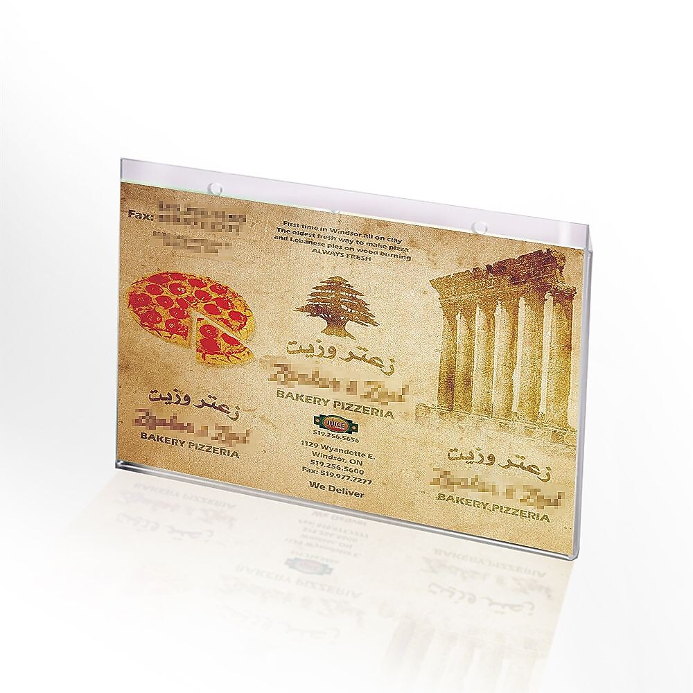 Azar Sign Holder, 9.25" x 14", Horizontal, Wall Mounted, Clear, Acrylic, 10/Pack (162706)