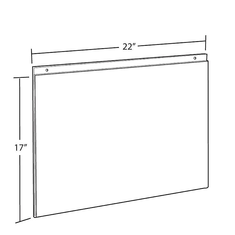 Azar Sign Holder, 22" x 17.75", Horizontal, Wall Mounted, Clear, Acrylic, 10/Pack (162729)