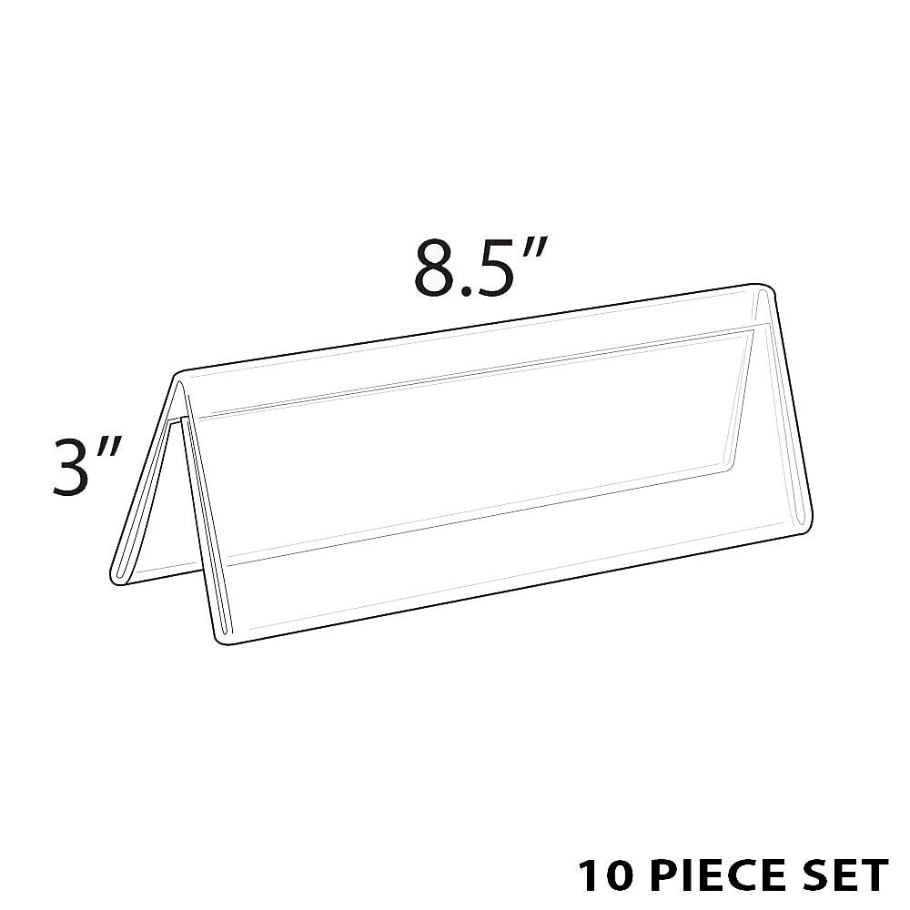 Azar Nameplate Holder, 8.5" x 3", Horizontal, Table Top, Clear, Acrylic, 10/Pack (192805)