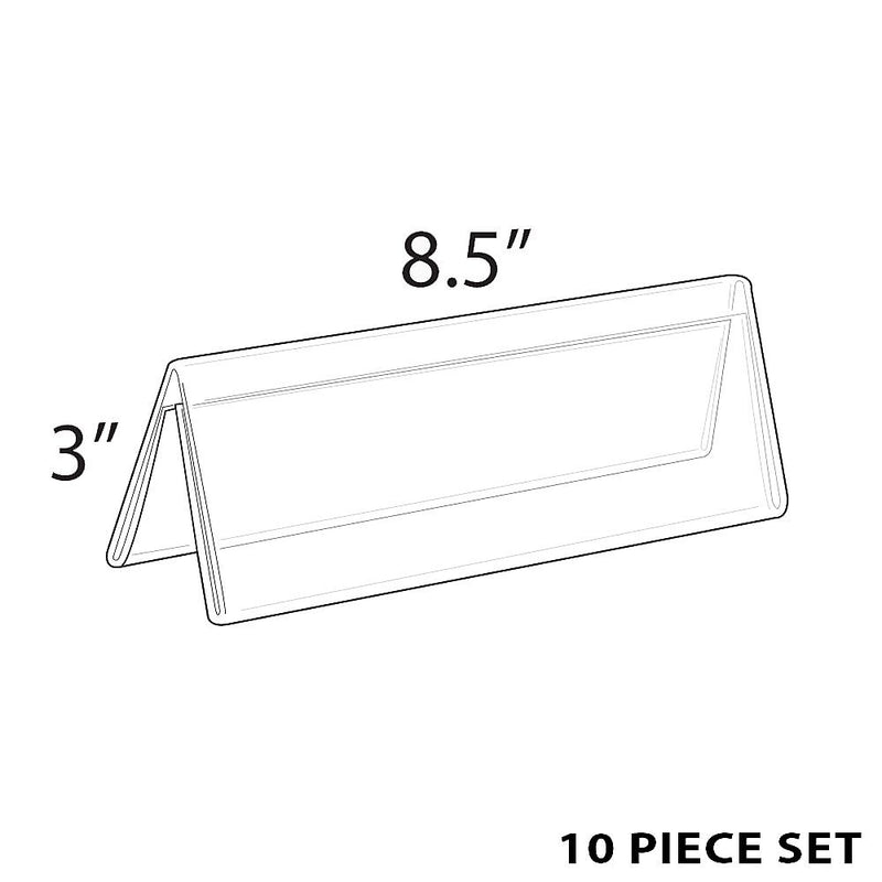 Azar Nameplate Holder, 8.5" x 3", Horizontal, Table Top, Clear, Acrylic, 10/Pack (192805)