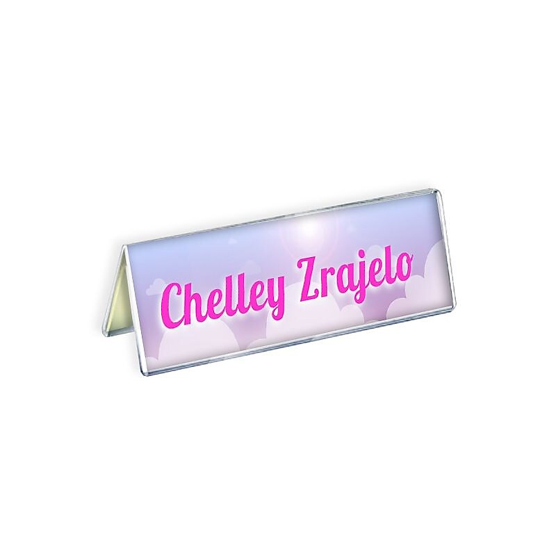 Azar Nameplate Holder, 11" x 3", Horizontal, Table Top, Clear, Acrylic, 10/Pack (192806)