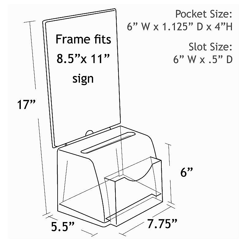 Azar Non-Specified Holder, 7.75" x 17", Vertical, Table Top, Clear, Acrylic (206007)
