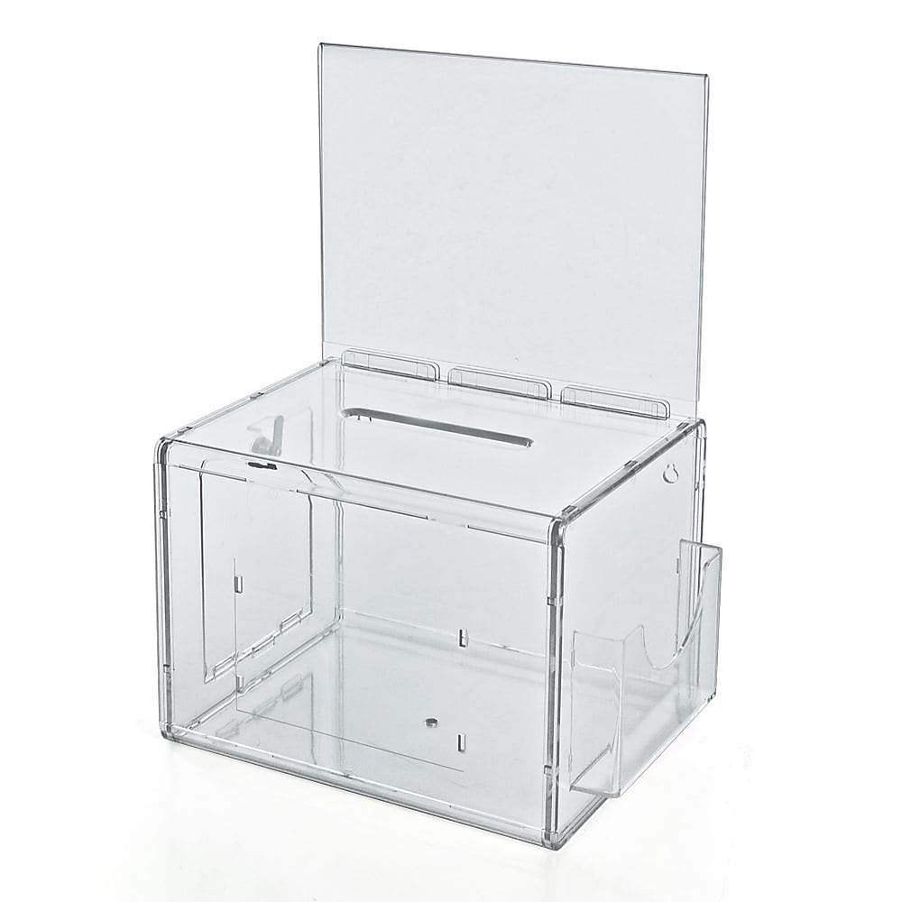 Azar Displays Suggestion Box with Pocket, 6" x 7.75", Clear Acrylic (206389)