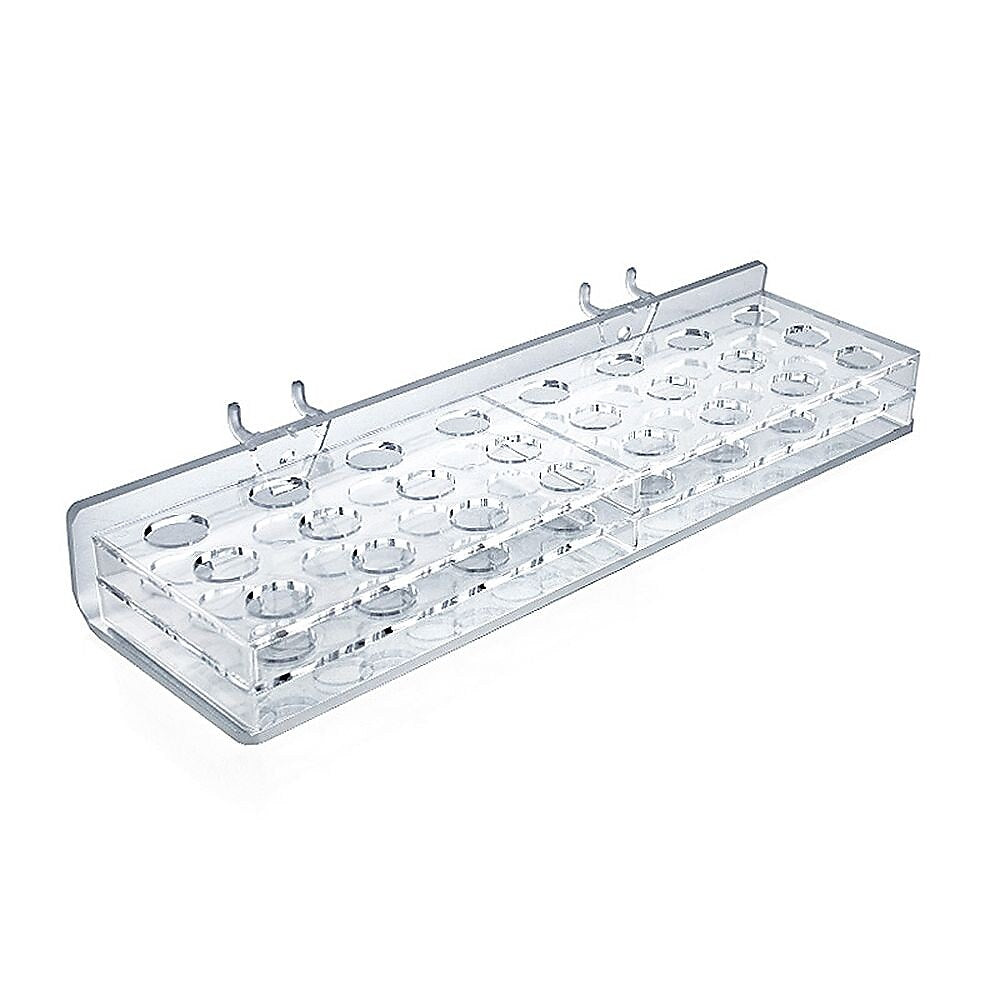 Azar 24 Compartment Mascara & Cosmetic Tray, Slatwall/Counter Top, Clear, 2/Pack (225535)