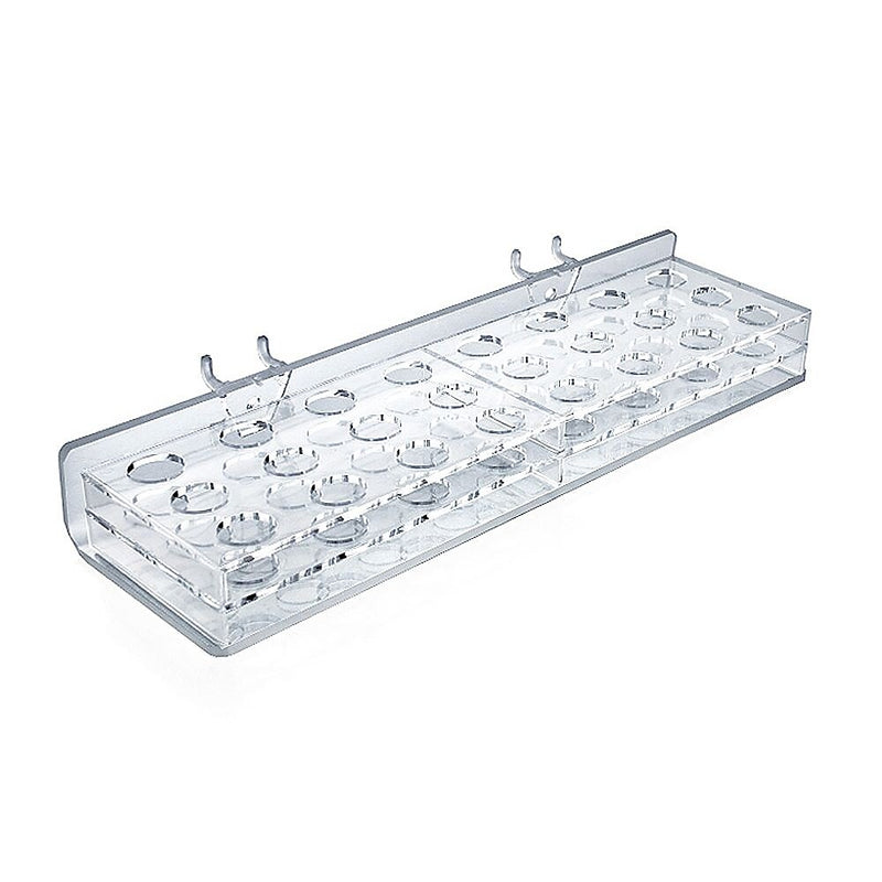 Azar 24 Compartment Mascara & Cosmetic Tray, Slatwall/Counter Top, Clear, 2/Pack (225535)