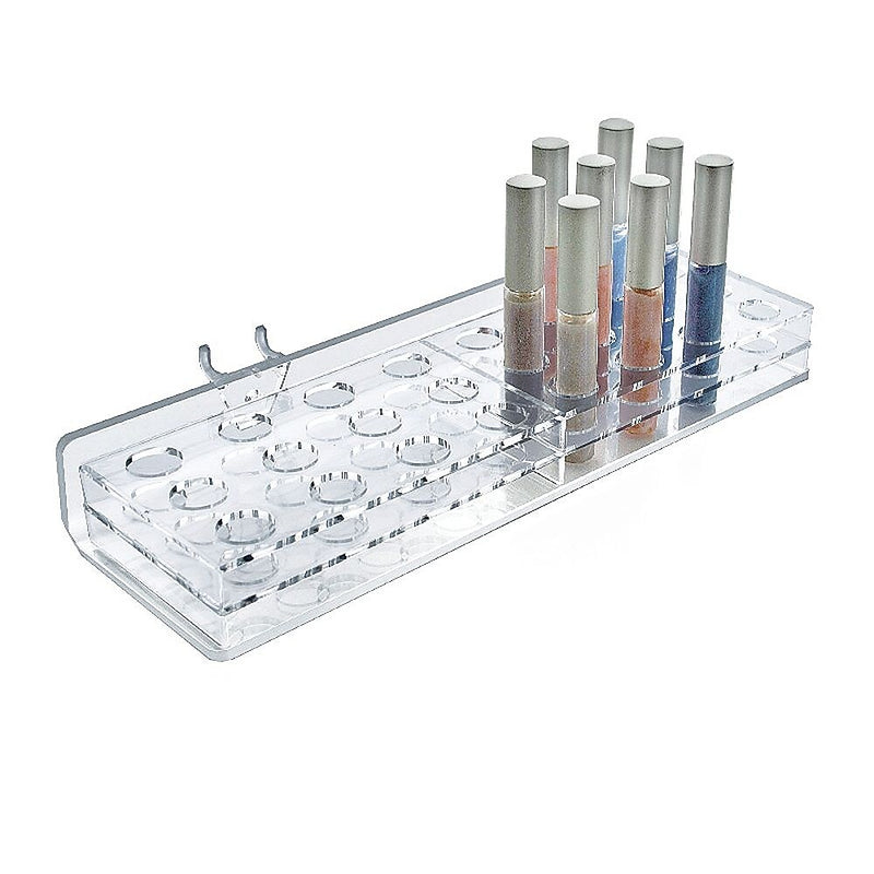 Azar 24 Compartment Mascara & Cosmetic Tray, Slatwall/Counter Top, Clear, 2/Pack (225535)