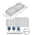 Azar 24 Compartment Mascara & Cosmetic Tray, Slatwall/Counter Top, Clear, 2/Pack (225535)