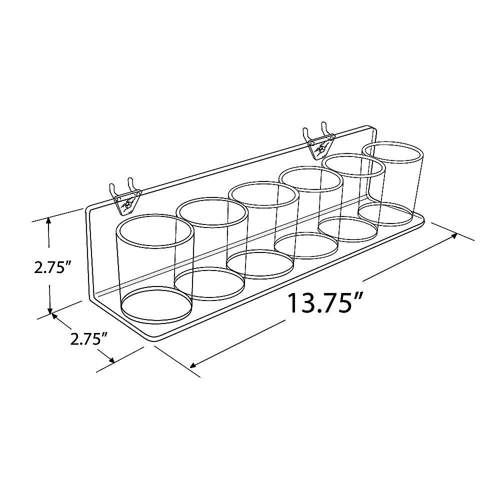 Azar® 6 Cup Display Tray For Pegboard/Slatwall, Clear, 2/Pk