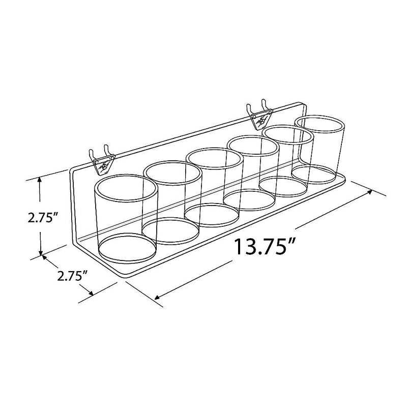 Azar® 6 Cup Display Tray For Pegboard/Slatwall, Clear, 2/Pk