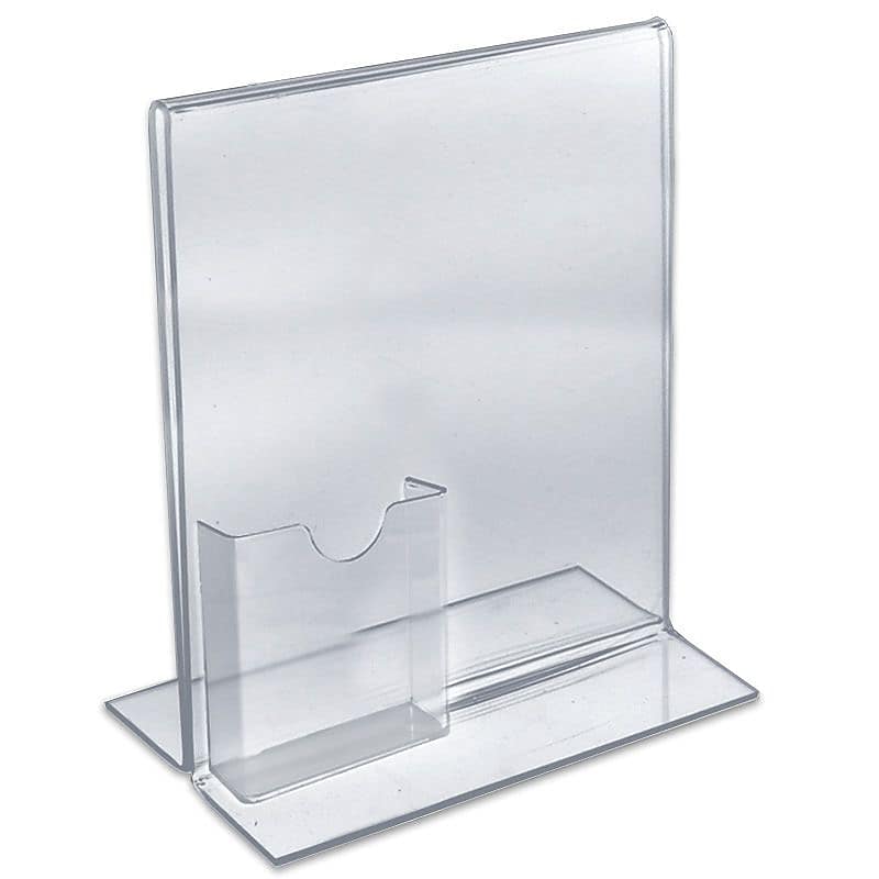 Azar Sign Holder, 8.5" x 11", Vertical, Table Top, Clear, Acrylic, 10/Pack (252045)