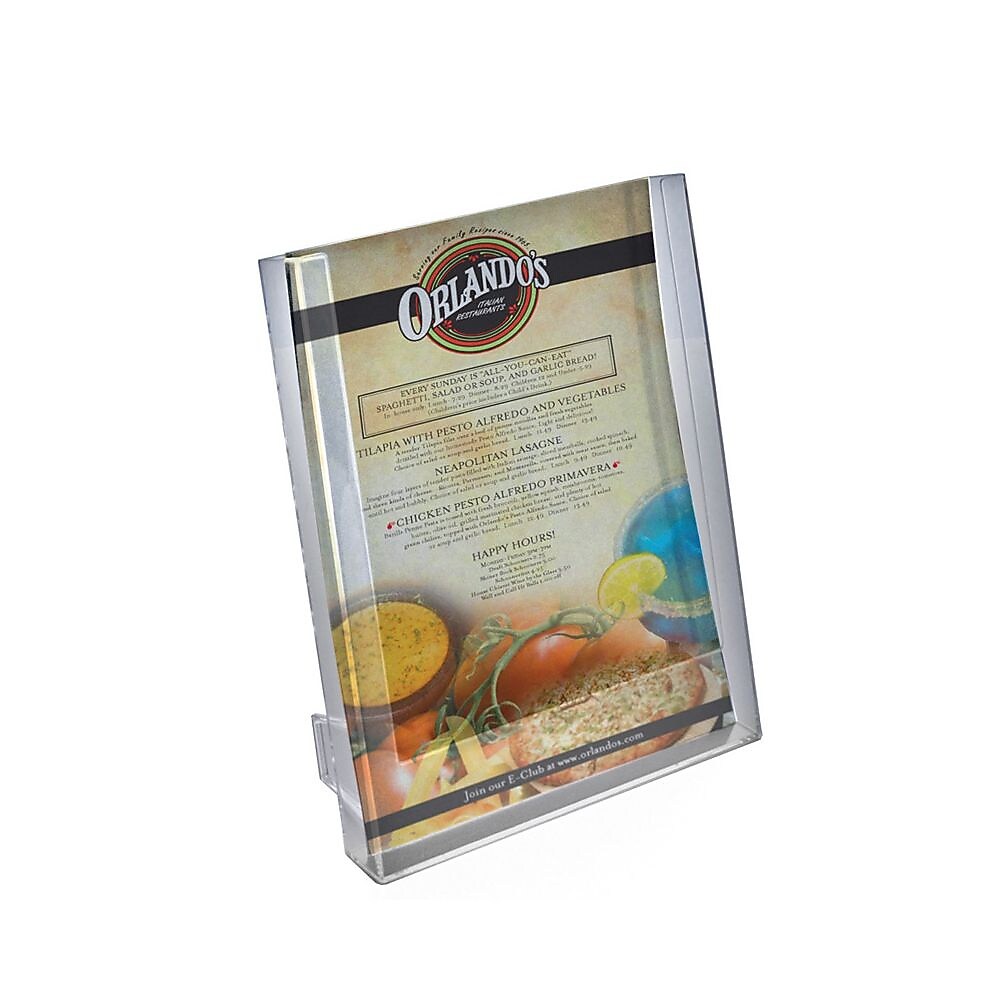 Azar Brochure Holder, 9" x 11.25", Vertical, Table Top, Clear, Plastic, 10/Pack (252302)