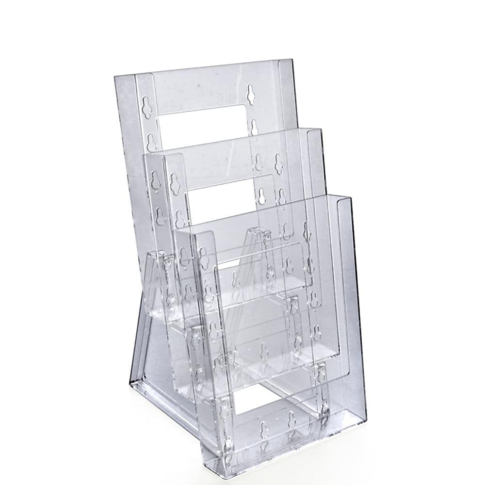 Azar Brochure Holder, 6.25" x 13", Vertical, Table Top, Clear, Acrylic, 2/Pack (252305)
