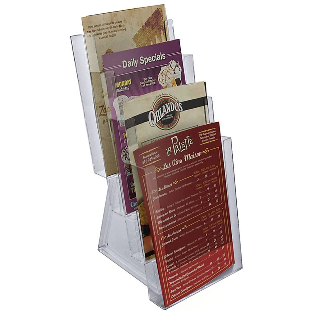 Azar Brochure Holder, 6.25" x 7.875", Vertical, Table Top, Clear, Acrylic, 2/Pack (252307)