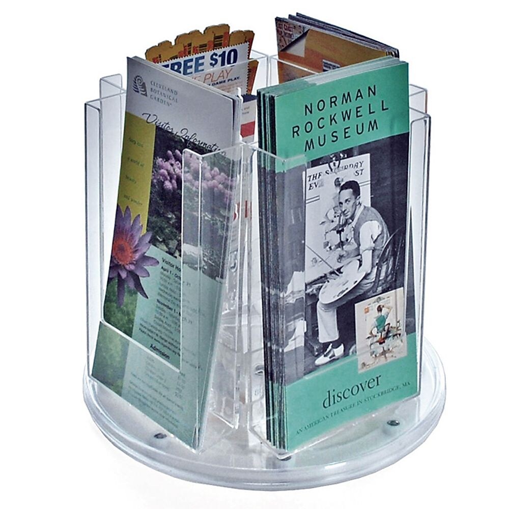 Azar Brochure Holder, 8" x 8.25", Vertical, Table Top, Clear, Plastic (252317)