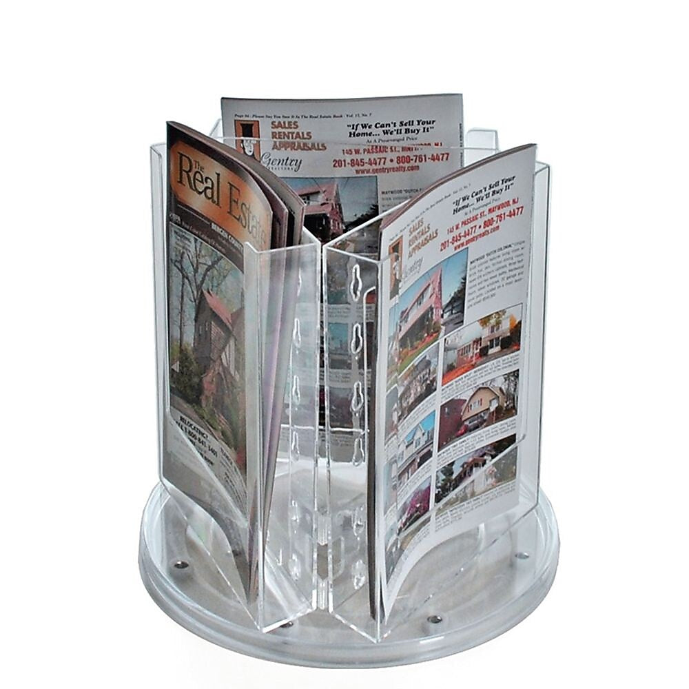 Azar Brochure Holder, 9" x 9", Vertical, Table Top, Clear, Plastic (252318)