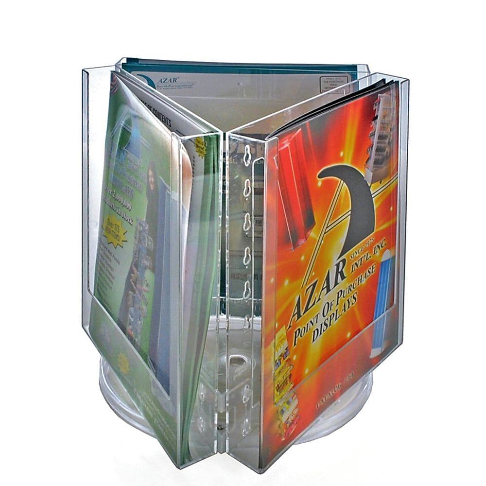Azar Brochure Holder, 11" x 11.75", Vertical, Table Top, Clear, Plastic (252320)