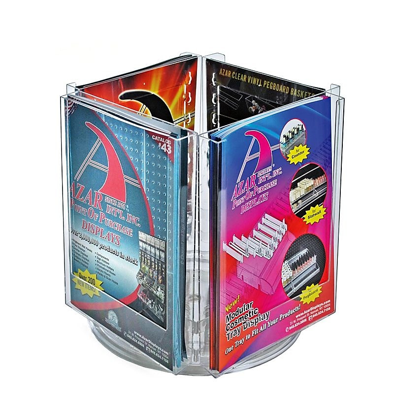 Azar Brochure Holder, 12.25" x 11.75", Vertical, Table Top, Clear, Plastic (252321)