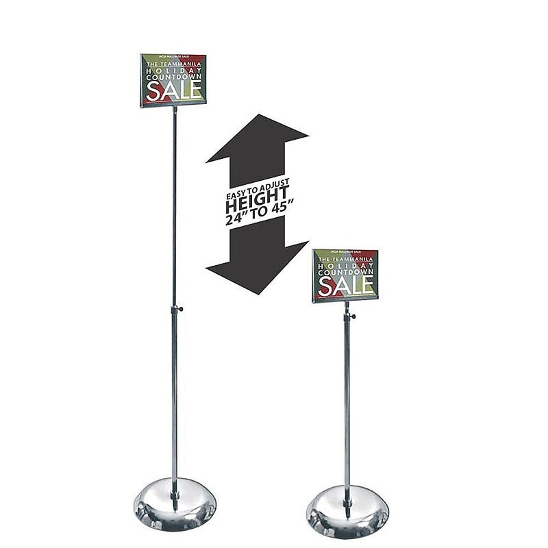 Azar Sign Holder, 10" x 49.5", Horizontal, Freestanding, Silver, Acrylic (300830)