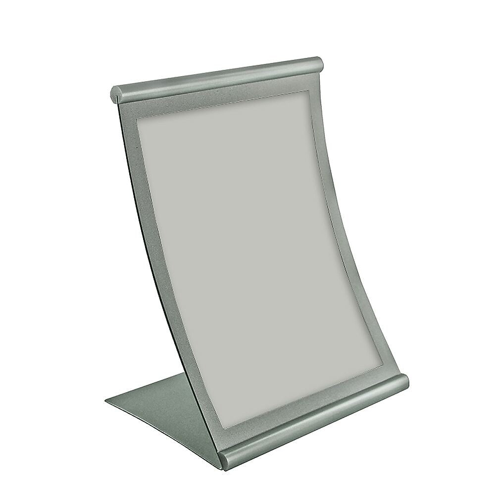 Azar Sign Holder, 8.5" x 11", Vertical, Table Top, Gray, Metal (300880)