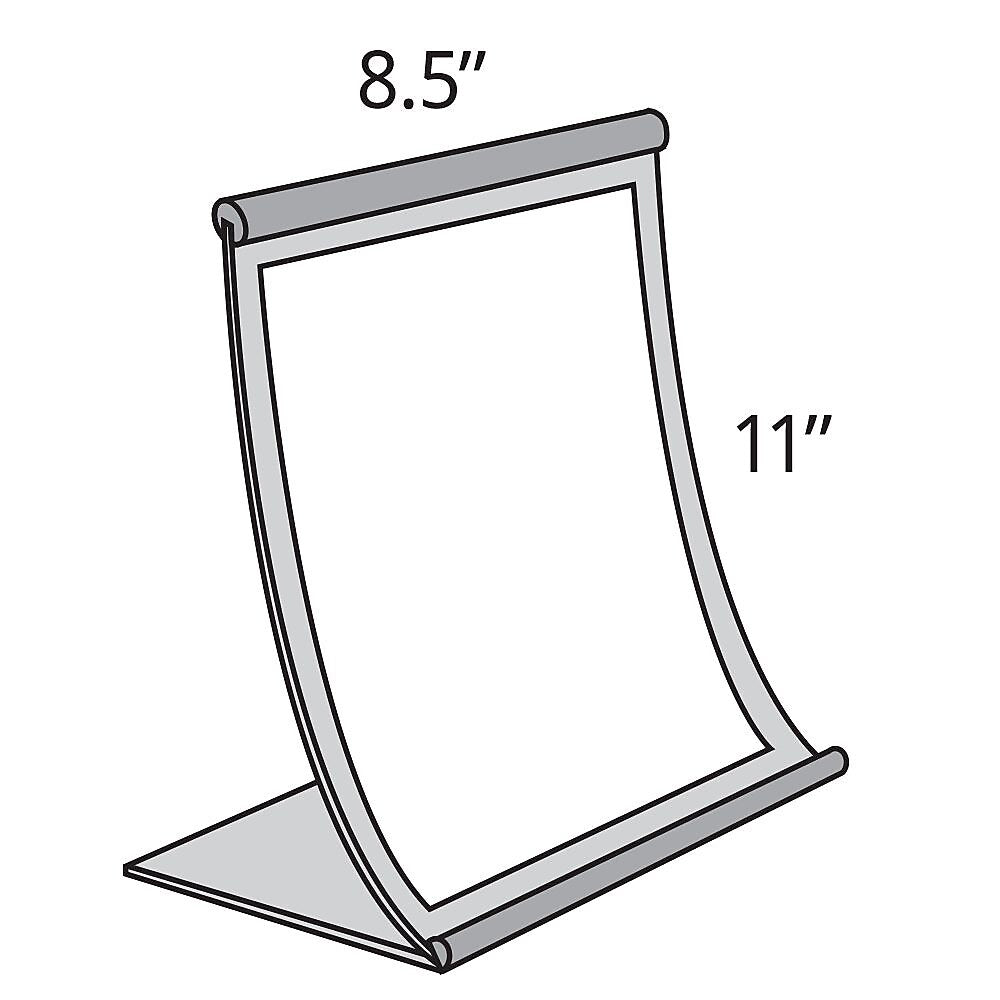 Azar Sign Holder, 8.5" x 11", Vertical, Table Top, Gray, Metal (300880)