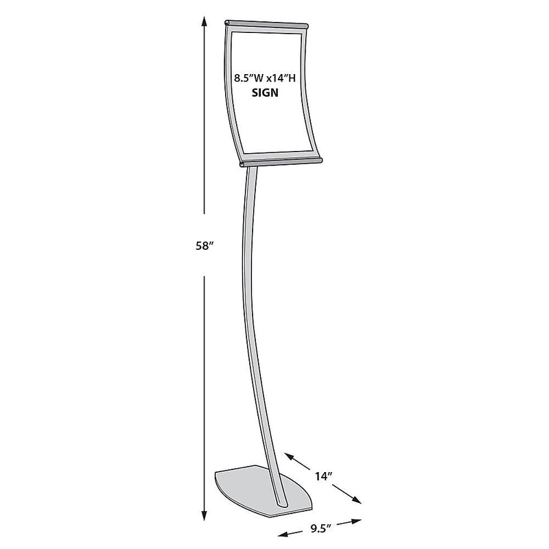 Azar Sign Holder, 9.5" x 58", Vertical, Freestanding, Gray, Metal (300887)