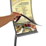 Azar Sign Holder, 9.5" x 58", Vertical, Freestanding, Gray, Metal (300887)