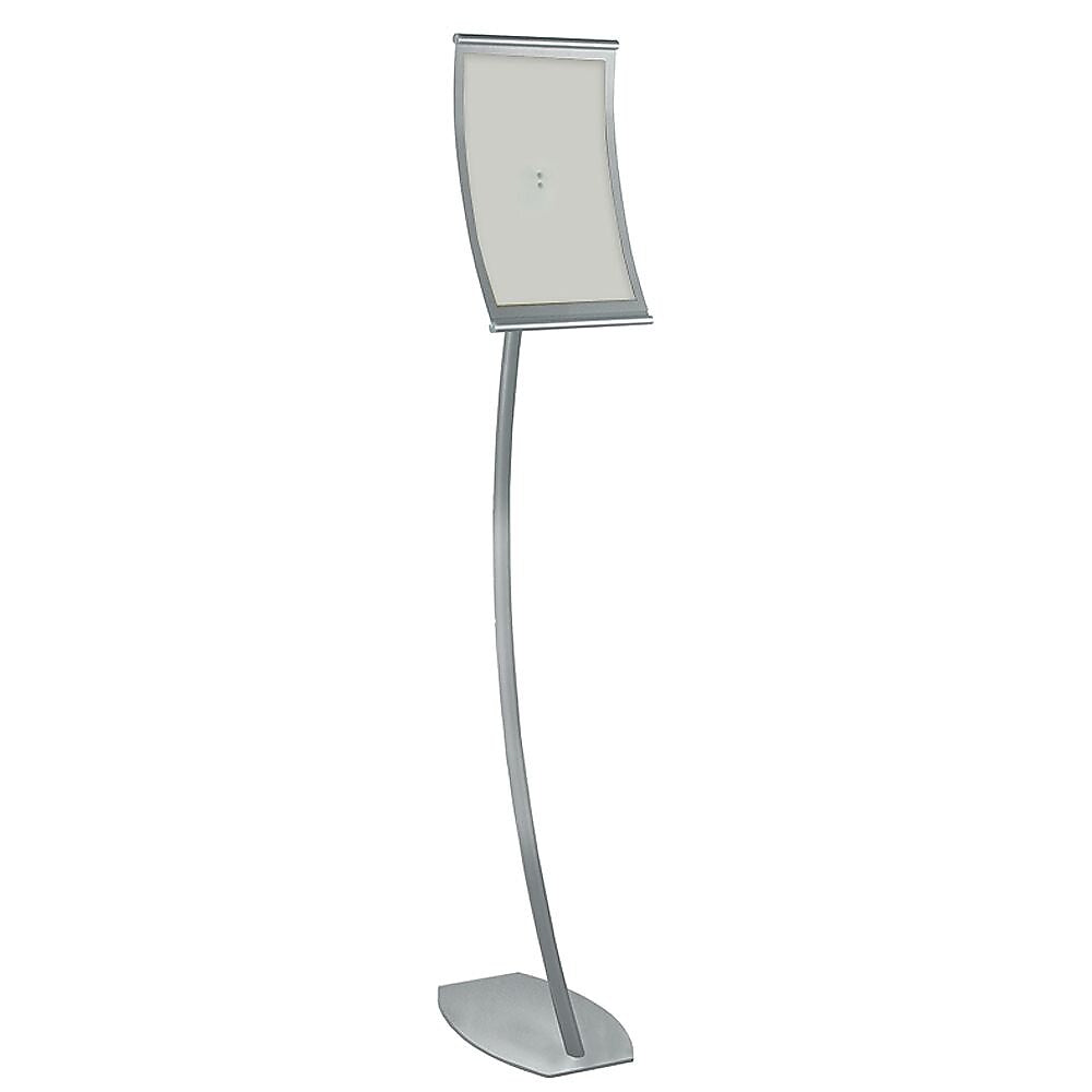 Azar Sign Holder, 9.5" x 58", Vertical, Freestanding, Gray, Metal (300887)