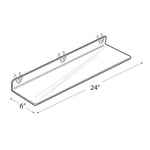 Azar® 24" x 6" Acrylic Shelf For Pegboard/Slatwall, Clear, 4/Pk
