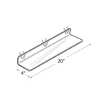 Azar® 20" x 4" Acrylic Shelf For Pegboard/Slatwall, Clear, 4/Pk