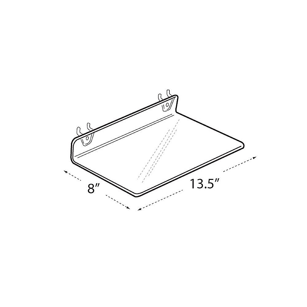 Azar® 13 1/2" x 8" Acrylic Shelf For Pegboard/Slatwall, Clear, 4/Pk