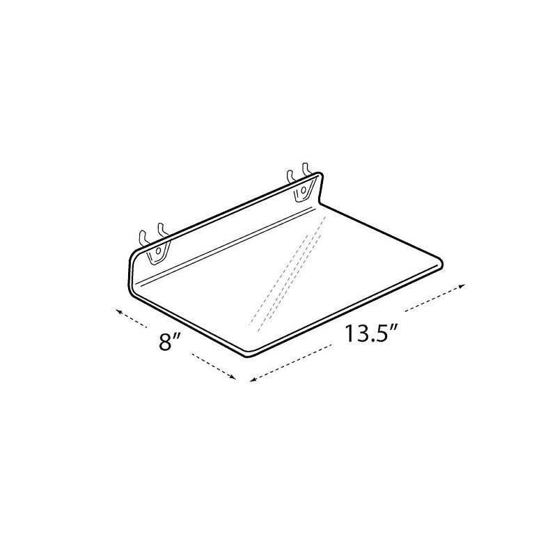 Azar® 13 1/2" x 8" Acrylic Shelf For Pegboard/Slatwall, Clear, 4/Pk