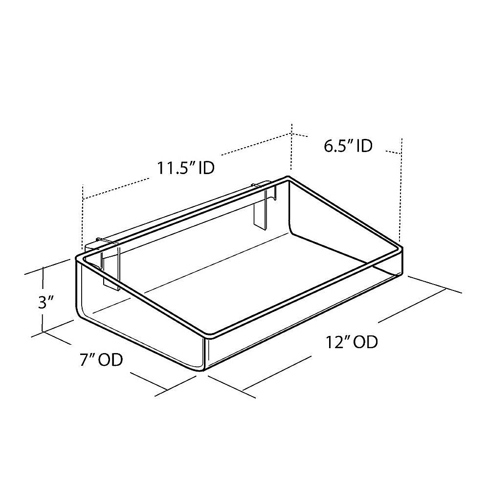 Azar Displays Open Tray for Pegboard or Slatwall, 2/Pack (556085)