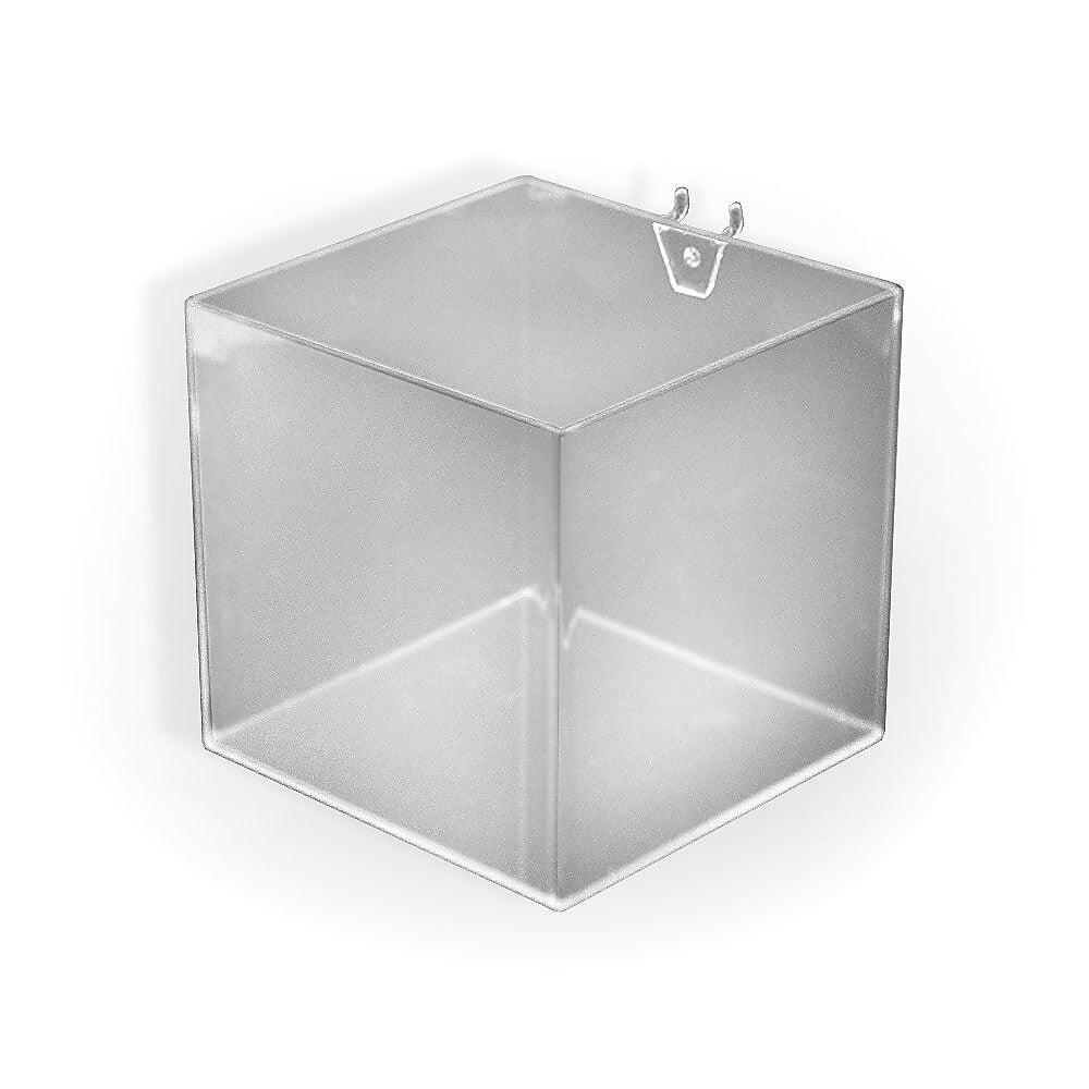 Azar Displays 6" Cube Bin for Pegboard or Slatwall, 4/Pack (556109)